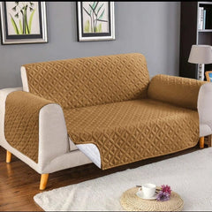 COTTON QUILTED L-SHAPE SOFA RUNNER - SOFA COAT (BEIGE SKIN YELLOW)
