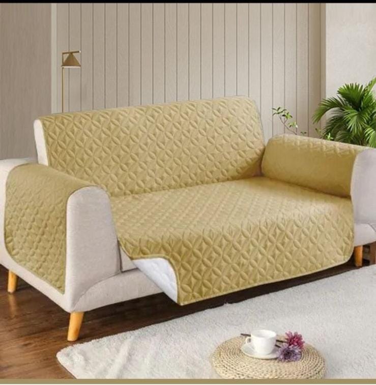 COTTON QUILTED SOFA RUNNER - SOFA COAT (BEIGE SKIN YELLOW)